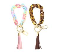 JTMKYO 2 Pieces Of Tassel Car Keychain, Acrylic Hanging Chain, Colorful Bag Pendants, Fashionable Mobile Phone Hanging Chain.