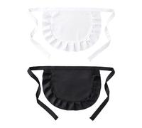 JTMKYO 2 Pieces Short Apron, Cute Minimalist Apron, Role-Playing Props, Kitchen Apron, Waiter Costume Accessories (Black, White).