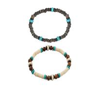 JTMKYO 2 Pieces Surf Bracelets and 1 Piece Gift Box, Bohemian Beaded Bracelets, Hippie Surf Beach Bracelets, Stylish Retro Friendly Bracelets for Men Women