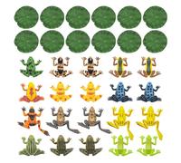 JTMKYO 20 Frog Models And 12 Simulated Lotus Leaves, Simulated Frog Toys, Animal Three-Dimensional Ornaments, Plastic Lotus Leaves.