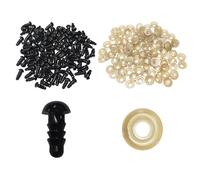 JTMKYO 200 PCS Black Safety Eyes, With 200 Spacers, Plush Toy Accessories, Toy Eyes with Washers, Crochet Animal Eyes, DIY Plastic Screw Eyes (6mm)
