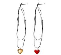 JTMKYO 2pcs Girls Heart Choker，Adjustable Necklace Cord, Red & Gold Halloween Necklace，Gothic Necklace Pendant Necklace, Heart Jewelry Gifts Y2k Jewellery For Women Teen Girls