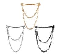 JTMKYO 3 Pieces Men's Shirt Clips, Metal Double-Chain Collar Clips, Vintage Style Decorative Buckles, Stylish Suit Accessories.