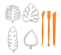 JTMKYO 4 Pieces Leaf Molds And 3 Pieces Ceramic Tools, Engraving Tools, Cookie Cutters, Baking Tools, Kitchen Supplies.