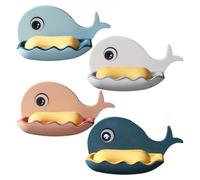 JTMKYO 4 Pieces Whale-Shaped Storage Rack, Creative Cartoon Storage Rack, Bathroom Supplies, Plastic Soap Box, Drain Soap Box.
