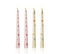 JTMKYO 4 Printed Long Pole Candles, Romantic Candlelight Dinner, Smokeless Candles, Dining Table Ornaments, Banquet Decorations.