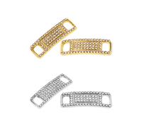 JTMKYO 4PCS Metal Lace Buckles, Full Diamond Lace Tags, Lace Decorations, Sneakers and Charms for Casual Shoe Accessories, Suitable for All Types of Laces (Gold, Silver)