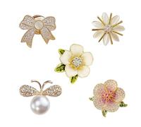 JTMKYO 5-Piece Women's Brooch Set, Multicolor, Ele Rhinestone, Simple & Versatile, Alloy Material, Pin Brooch