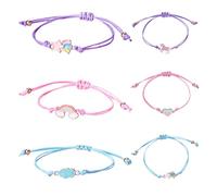JTMKYO 6-Piece Children's Rainbow Bracelets, Cute Hand-Woven Friendship Bracelets, Adjustable for Birthday Gifts