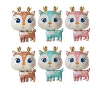 JTMKYO 6 Pieces Of Deer Balloons, Cute Children'S Balloons, Creative Cartoon Balloons, Party Decorations, Children'S Toys.