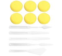 JTMKYO 6 Pieces Round Sponge Brushes And 5 Pieces Oil Painting Scrapers, Painting Tools, Diy Art Accessories, Pigment Applicators.