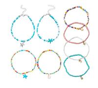 JTMKYO 8 Pieces Beaded Anklets, Cute and Versatile Anklets, Multi-Layered Anklets, Boho Jewelry.
