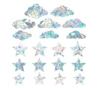 JTMKYO 8 Pieces Of Cloud Window Stickers, 12 Pieces Of Star Window Stickers, Simple Decorations, Sweet And Cute Decorations, Suitable For Living Room, Entrance Hall, And Balcony.