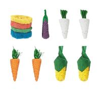 JTMKYO Hamster Toy Set - Includes 4 Natural Loofahs, 2 Carrots, 2 white radish, 2 Corn, 1 Eggplant Hamster Chew Toy, Durable and Safe for Chewing