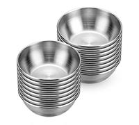 JTMM 8 Pack 3.2inch Stainless Steel Sauce Dishes,Round Seasoning Dishes Bowls Condiment Cups Sushi Dipping Small Dish Bowl Saucers Mini Appetizer Plates-Silver