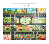 JTMM PVC Game Rug,Plastic Splat Mat, Washable For Floor Or Table,Carpet PVC City Life Great For Educational Road Traffic Mat Learning Carpets