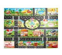 JTMM PVC Road Mat,Plastic Carpet Playmat Waterproof City Life Great for Educational Road Traffic Mat- Large Learning Carpets