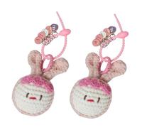 Jtnohx Crochet Keychain with Letter Keyring, Animal Keychain Presents, 2pcs Bag Charms Key Ring for Women and Girls(Pale Pink Rabbit)