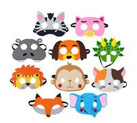 Jtnohx Felt Animal Masks, 10 Pcs Halloween Mask for Kids, Animal Costume for Birthday Party Supplies (mix mask Mask)