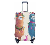 JTNWEC Alpaca Llama Print Travel Luggage Cover - Personalization Elastic Suitcase Protector, Black, M( Fit 22-24 Inch Luggage)