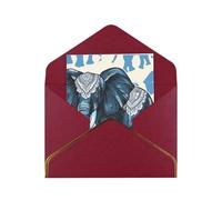 JTNWEC aztec elephant Pattern Prints Greeting Card with Gold - Trimmed Pearl Paper, Dark Red Birthday Cards for Special Occasions