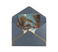 JTNWEC Beach Palm Trees Pattern Prints Greeting Card with Gold - Trimmed Pearl Paper, Black Birthday Cards for Special Occasions