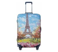 JTNWEC Beautiful Eiffel Tower Paris Print Travel Luggage Cover - Personalization Elastic Suitcase Protector, Black, M( Fit 22-24 Inch Luggage)