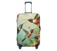 JTNWEC Beautiful Hummingbirds Print Travel Luggage Cover - Personalization Elastic Suitcase Protector, Black, S( Fit 18-21 Inch Luggage)