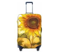 JTNWEC Beautiful Yellow Sunflower Print Travel Luggage Cover - Personalization Elastic Suitcase Protector, Black, XL( Fit 29-32 Inch Luggage)