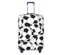 JTNWEC Black and White Soccer Ball Pattern Print Travel Luggage Cover - Personalization Elastic Suitcase Protector, Black, S( Fit 18-21 Inch Luggage)