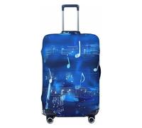 JTNWEC Blue Musical Notes Print Travel Luggage Cover - Personalization Elastic Suitcase Protector, Black, L( Fit 25-28 Inch Luggage)