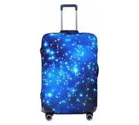JTNWEC Blue Shining Stars Print Travel Luggage Cover - Personalization Elastic Suitcase Protector, Black, M( Fit 22-24 Inch Luggage)