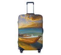 JTNWEC Boat Beach Sunrise Time Nautical Print Travel Luggage Cover - Personalization Elastic Suitcase Protector, Black, XL( Fit 29-32 Inch Luggage)