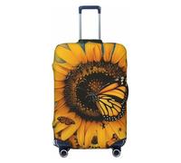 JTNWEC butterfly and sunflower Print Travel Luggage Cover - Personalization Elastic Suitcase Protector, Black, L( Fit 25-28 Inch Luggage)