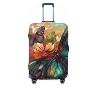 JTNWEC Butterfly flowers Art Print Travel Luggage Cover - Personalization Elastic Suitcase Protector, Black, S( Fit 18-21 Inch Luggage)