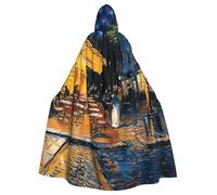 JTNWEC Cartoon medicine pattern Printed Halloween Hooded Cloak Carnival Halloween Cosplay Costume for Adult, Cafe Terrace at Night, One Size