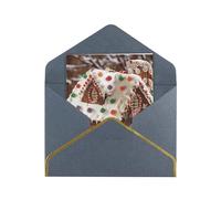 JTNWEC Christmas Gingerbread Like Village House Pattern Prints Greeting Card with Gold - Trimmed Pearl Paper, Black Birthday Cards for Special Occasions