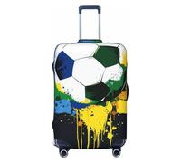 JTNWEC Colorful football Print Travel Luggage Cover - Personalization Elastic Suitcase Protector, Black, S( Fit 18-21 Inch Luggage)