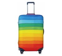 JTNWEC Colorful Rainbow Stripe Print Travel Luggage Cover - Personalization Elastic Suitcase Protector, Black, XL( Fit 29-32 Inch Luggage)