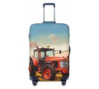 JTNWEC Company Farm Tractor Print Travel Luggage Cover - Personalization Elastic Suitcase Protector, Black, L( Fit 25-28 Inch Luggage)