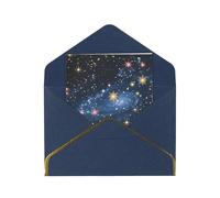JTNWEC Constellation Star Clusters Galaxies Pattern Prints Greeting Card with Gold - Trimmed Pearl Paper, Blue Birthday Cards for Special Occasions