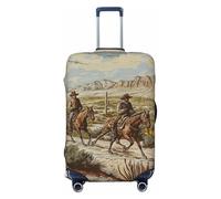 JTNWEC Cowboys Riding Horses Print Travel Luggage Cover - Personalization Elastic Suitcase Protector, Black, XL( Fit 29-32 Inch Luggage)