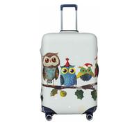 JTNWEC Cute Christmas Owls on Branch Print Travel Luggage Cover - Personalization Elastic Suitcase Protector, Black, XL( Fit 29-32 Inch Luggage)