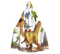 JTNWEC Cute Cow Polka Dot Printed Halloween Hooded Cloak Carnival Halloween Cosplay Costume for Adult, Cartoon Dinosaur Images, One Size