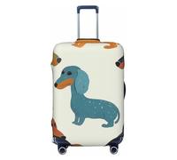 JTNWEC Cute Dachshound Dogs Print Travel Luggage Cover - Personalization Elastic Suitcase Protector, Black, XL( Fit 29-32 Inch Luggage)