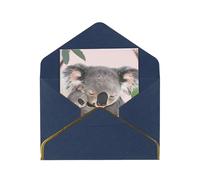 JTNWEC Cute Koala MOM and Baby Pattern Prints Greeting Card with Gold - Trimmed Pearl Paper, Blue Birthday Cards for Special Occasions