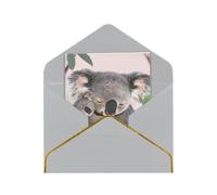 JTNWEC Cute Koala MOM and Baby Pattern Prints Greeting Card with Gold - Trimmed Pearl Paper, Light Grey Birthday Cards for Special Occasions