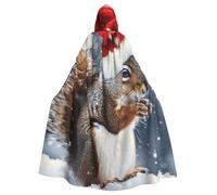 JTNWEC Cute Llama Floral Printed Halloween Hooded Cloak Carnival Halloween Cosplay Costume for Adult, Christmas Squirrel, One Size