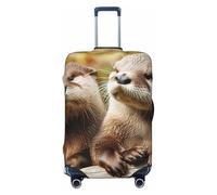 JTNWEC cute otter Print Travel Luggage Cover - Personalization Elastic Suitcase Protector, Black, L( Fit 25-28 Inch Luggage)