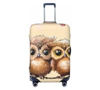 JTNWEC Cute Owls Print Travel Luggage Cover - Personalization Elastic Suitcase Protector, Black, S( Fit 18-21 Inch Luggage)